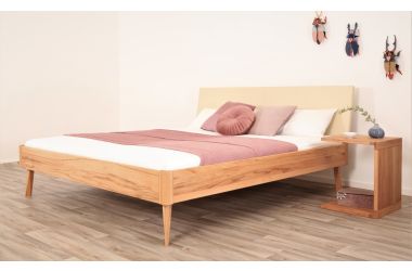 TUXA PREMIUM Massivholzbett, Lederlehne